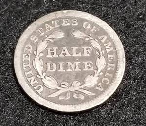 1857 US SEATED LIBERTY HALF DIME