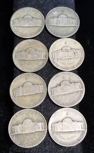 GROUP OF 8 US WWII WARTIME SILVER NICKELS