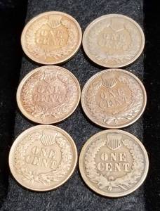 6 INDIAN HEAD CENTS 1895 1897 1898 1900 1901 1902