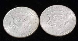 2 UNC 1964 KENNEDY SILVER HALF DOLLARS