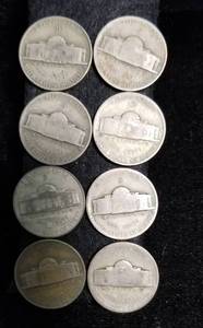 GROUP OF 8 US WWII WARTIME SILVER NICKELS