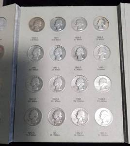 BOOK 1 SET OF WASHINGTON SILVER QUARTERS 1932-1947 less 32D & S
