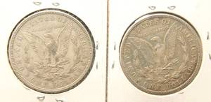 2 MORGAN SILVER DOLLARS 1921 1921-S