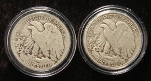 2 WALKING LIBERTY HALF DOLLARS 1917-S REV 1934 IN AIRTITES