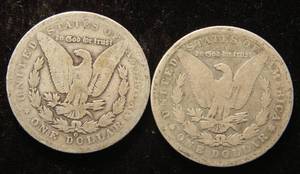2 MORGAN SILVER DOLLARS 1890-O 1891-O