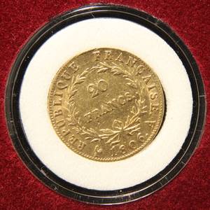 1806 A EMPEREUR NAPOLEON 20 FRANCS GOLD COIN IN AIRTITE