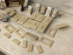 lot 59 image: Box Of Assorted Lutron & Legrand Electrical Supplies
