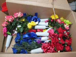Large Box of Artificial Flower With...