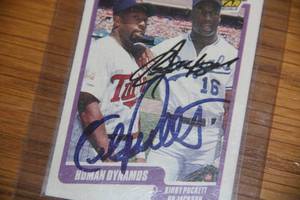 Kirby Puckett Bo Jackson 1990 Fleer Auto