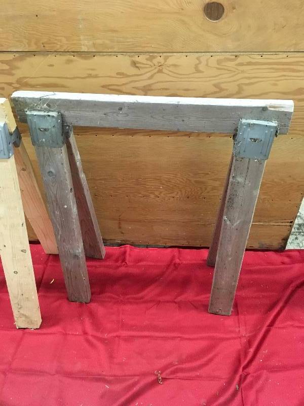 lot 492 image: Two Wood Saw Horses