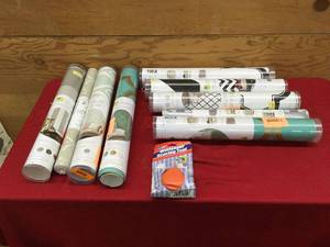 lot 527 image: Box Of Peel & Stick Wall Paper & Wall Paper Scoring Tool