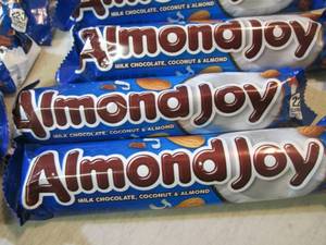 lot 59 image: 12 Almond Joy Candy Bars Best by Oc...