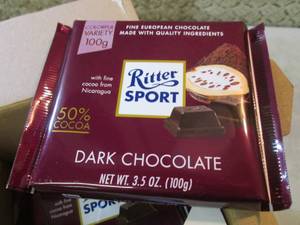 lot 92 image: Box of 12 Ritter Sport Dark Chocola...