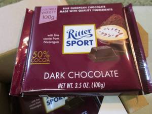 lot 93 image: Box of 12 Ritter Sport Dark Chocola...