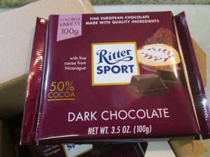 lot 95 image: Box of 12 Ritter Sport Dark Chocola...