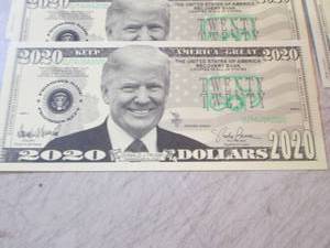 lot 131 image: Lot of 10 Trump 2020 Dollar Bills N...