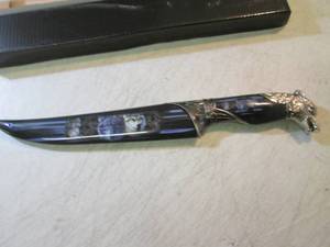 lot 136 image: 13 Black Wolf Knife with Hard Shea...