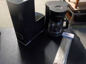lot 7 image: 5 Cup Coffee Pot, Letter Holder and...