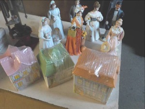 lot 10 image: 3 Dolls, Statues, and Canister Set...