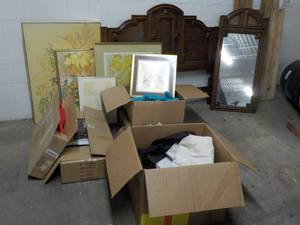 lot 140 image: Headboard, 2 Mirrors, Material, Cur...