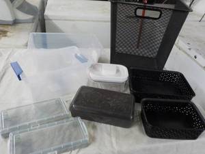 lot 188 image: Wire Basket and Plastic Storage Con...