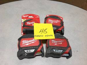 lot 48 image: Lot of 4 Milwaukee Magnetic Measure Tape customer returns