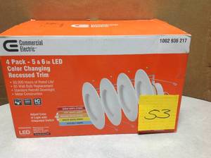 lot 53 image: Commercial Electric 56 in. Matte White Integrated LED Recessed Trim 5-Ways (4-Pack) not used