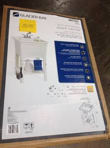 lot 55 image: Glacier Bay All-in-One 24 in. x 24 in. 20 Gal. Freestanding Laundry Tub in White, with Non-Metallic Pull-Out Faucet in Chrome in good condition