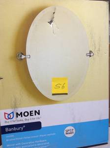 lot 56 image: Banbury 26 in. x 23 in. Frameless Pivoting Wall Mirror in Brushed Nickel in good condition