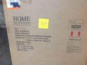 lot 59 image: Home Decorators Collection Chennai 24 in. W x 32 in. H Framed Bath Mirror in White Wash not used