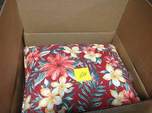 lot 64 image: Arden Selections 24 x 24 Ruby Clarissa Tropical 2-Piece Deep Seating Outdoor Lounge Chair Cushion not used