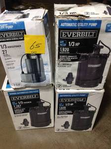 lot 65 image: Lot Everbilt 13 HP Automatic Utility Pump (4) customer returns not tested