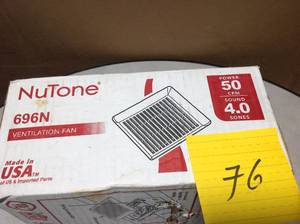lot 76 image: NuTone 50 CFM WallCeiling Mount Bathroom Exhaust Fan  in good condition