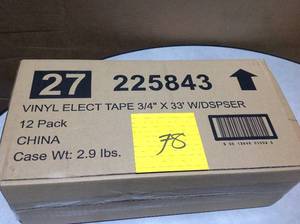 lot 78 image: 34 in. x 33 ft. Vinyl Electric Tape with Dispenser 12 pack case new