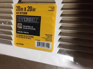 lot 80 image: Lot of assorted Everbilt 20 in. x 20 in. White Return Air Grille some may have damage (bented) see pictures