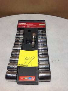 lot 99 image: Husky 12 in. Drive Ratchet and SAEMM Socket Set (22-Piece) MISSING 1 PC