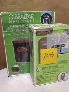 lot 108 image: LOt of 2 Gibraltar Mailboxes City Classic Black Steel Vertical Wall-Mount Mailbox  in good condition