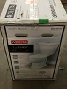 lot 2003 image: Delta Turner 2-Piece 1.1 GPF1.6 GPF Dual Flush Round Front Toilet in White not used