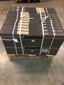 lot 135 image: Pallet of 24 cases MSI Rainer Blanco 9.5 in. x 35 in. Glazed Porcelain Floor and Wall Tile (13.86 sq. ft.  Case) retail $ 700