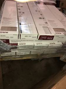 lot 136 image: Pallet of 35 cases Home Decorators Collection Antique Brushed Oak Washed 6 in. Wide x 36 in. Length Click Floating luxury vinyl plank flooring (20.34 sq. ft.case) retail $1800