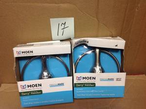 lot 17 image: Lot iof 2 Moen Darcy Towel Ring with Press and Mark in Chrome not used