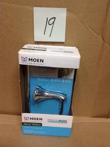 lot 19 image: Moen Darcy Single Post Toilet Paper Holder with Press and Mark in Chromein good condition