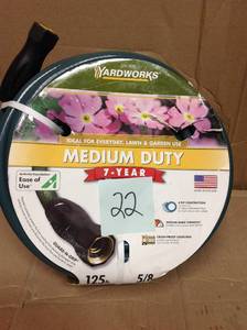 lot 22 image: Yardworks 58 x 125 Medium-Duty Vinyl Garden Hose New