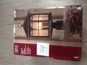 lot 54 image: Home Decorators Collection Brimfield 3-Light Outdoor Aged Iron Post Lightin good condition
