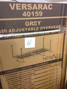 lot 61 image: NewAge Products 8 Ft Adjustable Overhead Rack Grey not used