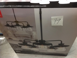 lot 79 image: Globe Electric Nate 5-Light Oil Rubbed Bronze Chandelier with Clear Glass Shadesin good condition