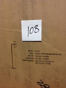 lot 108 image: Hudson&Canal Zevon 62 in. Matte Black and Brass Floor Lampin good condition