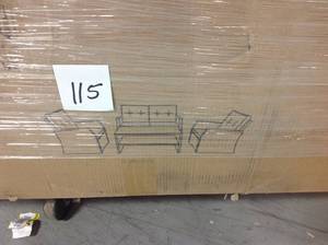 lot 115 image: Noble House Sanger Grey 4-Piece Wicker Patio Conversation Set with Beige Cushions not used