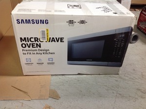 lot 301 image: Samsung 1.9 cu. ft. Countertop Microwave with Sensor Cook in Stainless Steel NOT USED
