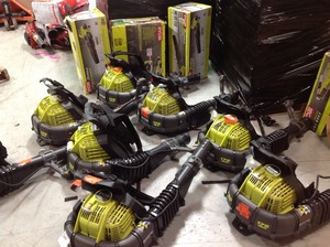 lot 304 image: Pallets of customer returns of Ryobi blowers